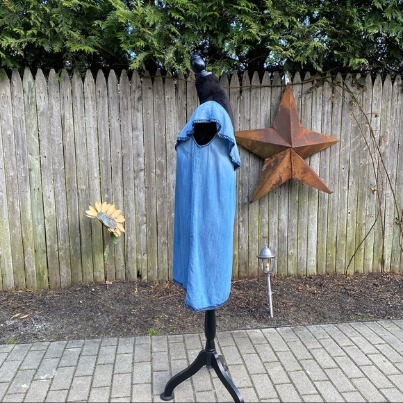 Anthropologie Cloth & Stone One Shoulder Ruffled Chambray Dress - Picture 8 of 8